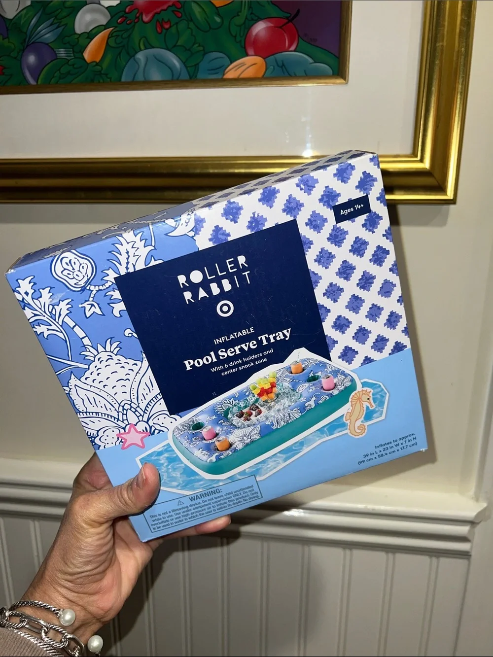 Lilly Pulitzer 💦 Inflatable Pool Serve Tray - Blue & White